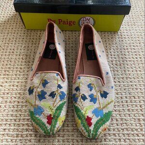 By Paige Needlepoint Loafers Floral Design 9.5